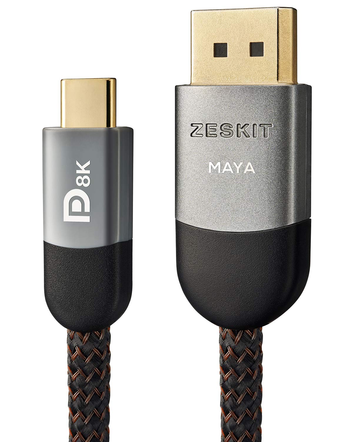 Zeskit Maya Bi-Directional 32.4Gbps USB-C to Displayport DP1.4 Cable Certified 8K60 5K60 4K120 1440P240, 6ft