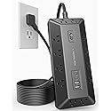 VIPWELL 16 in 1 Surge Protector Power Strip with 4 USB (2 USB C) and 12 AC Outlets Extender, 6 Ft Flat Plug Extension Cord, Cable Management Outlets