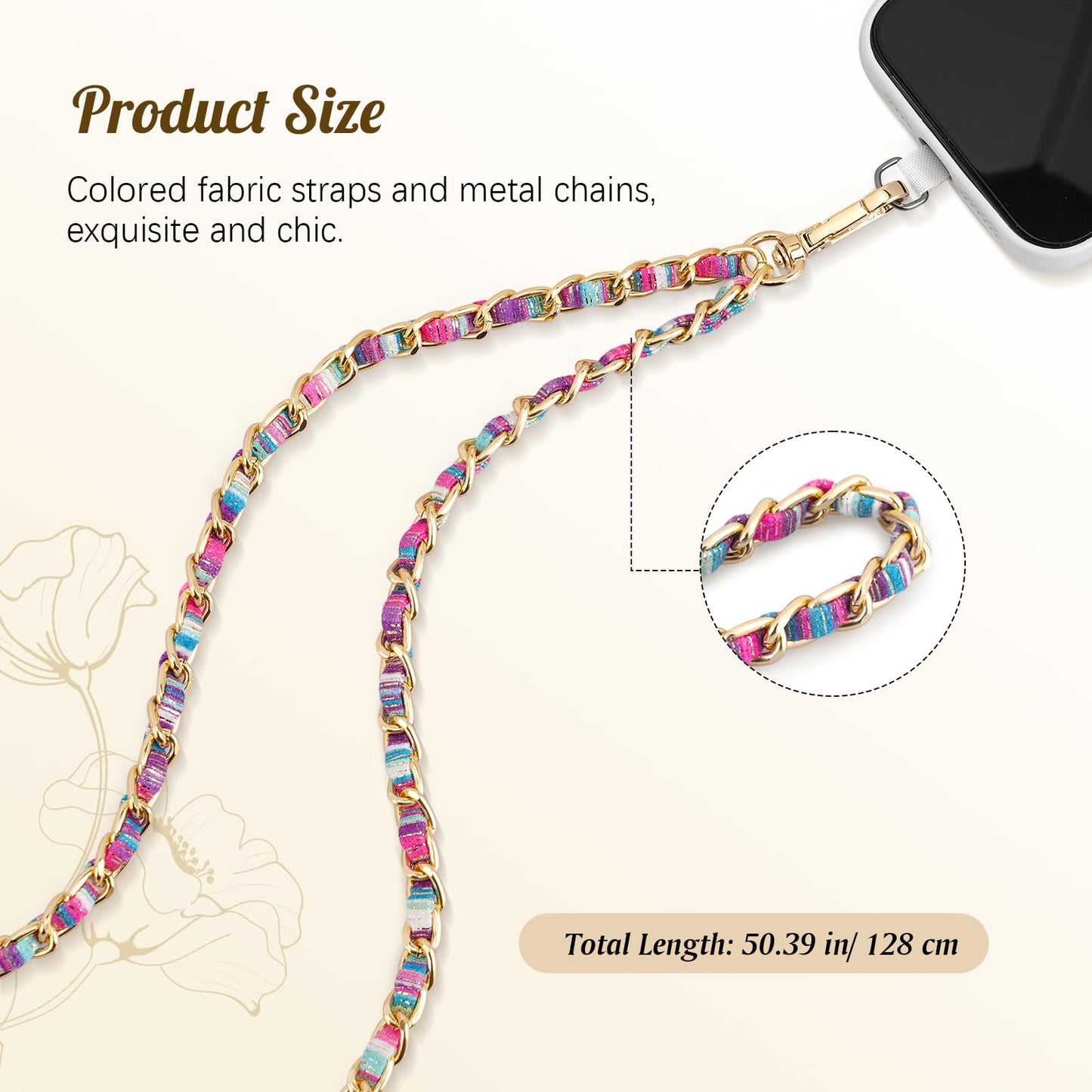 TiMOVO Cell Phone Chain Crossbody, Universal Phone Lanyard for iPhone 16 Pro Max and Most Smartphones, Anti-Theft Strap for Women, Metal Neck Holder