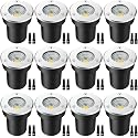 LEDVIE LED Landscape Lights, 12 Pack 7W Ground Lights With 24 Connectors, Low Voltage In-Ground Well Pathway Lighting, Daylight White, Waterproof