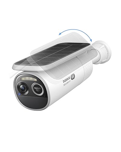 Baseus S2 4K Solar Security Cameras Wireless Outdoor - Radar+PIR Detection, AI Face Recognition, Auto Sunlight-Tracking, Color Night Vision, IP67, No