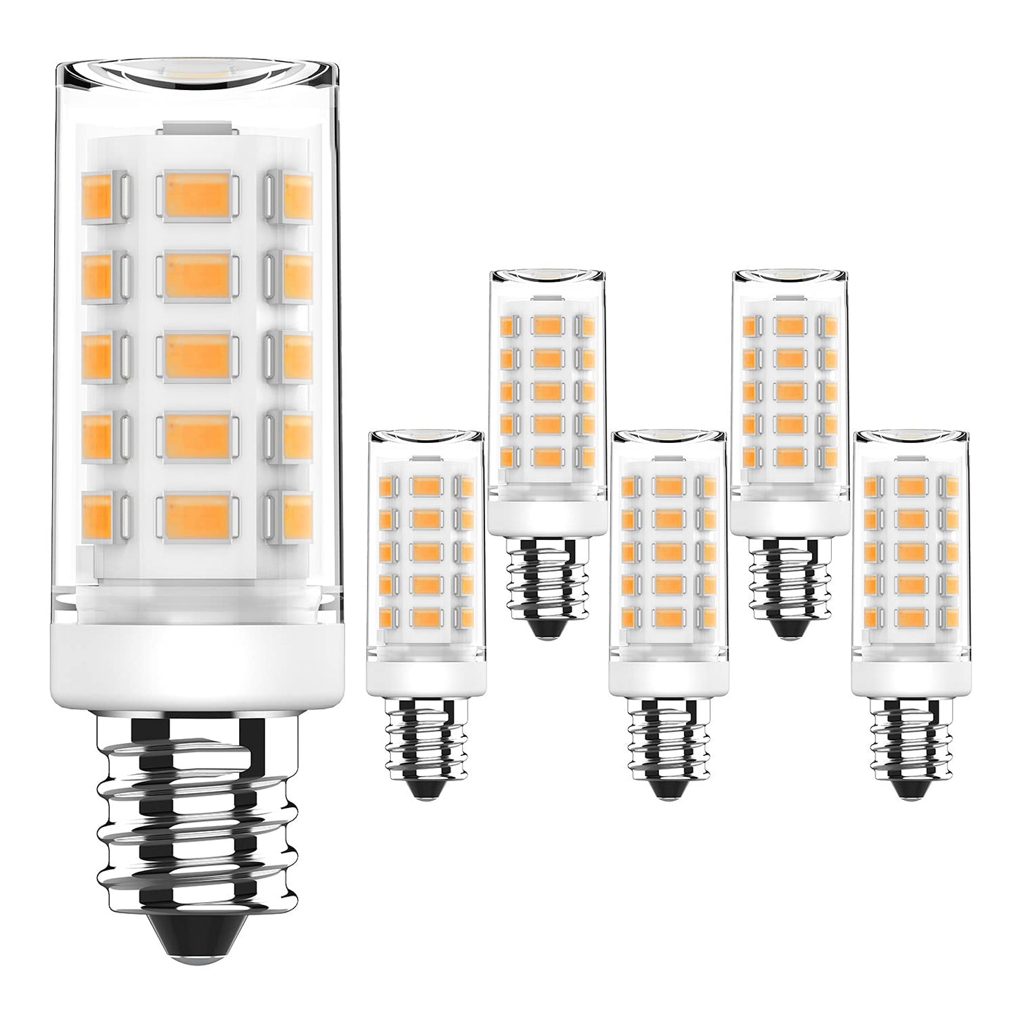 RuLEDne E12 LED Bulb, Mini Candelabra Base, 4W (40W Replacement), 3000K Warm White Not Dimmable, T3/T4 Small Bulb for Ceiling Fans and Chandeliers, 6