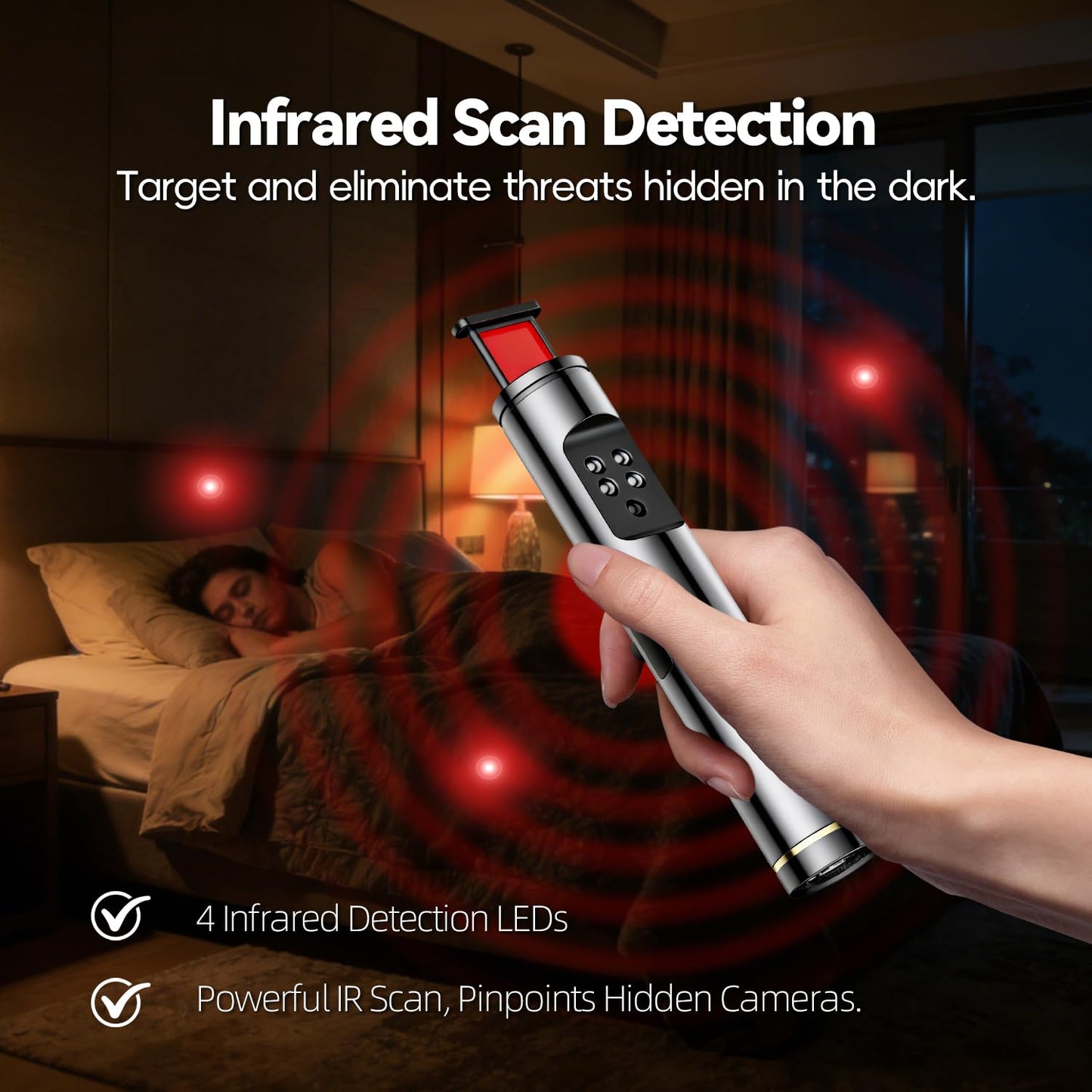 KADNCST Hidden Camera Detectors, Upgraded AI Bug Detector Anti Spy Camera Finder, GPS Tracker Detector RF WiFi Signal Scanner Rechargeable,5 Working