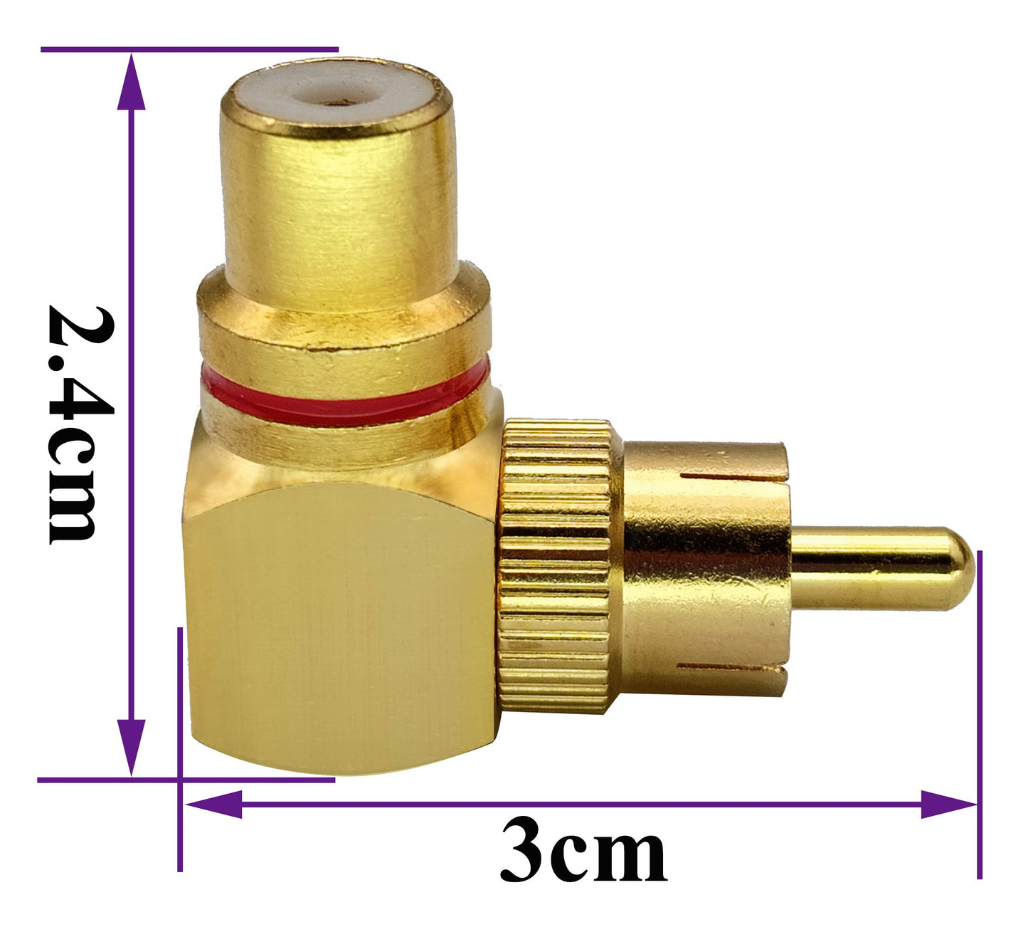AAOTOKK 90 Degree RCA Adapter,Gold-Plated Right Angle RCA Male to RCA Female Jack Audio AV TV Adapters Metal Connector (2 Pack)