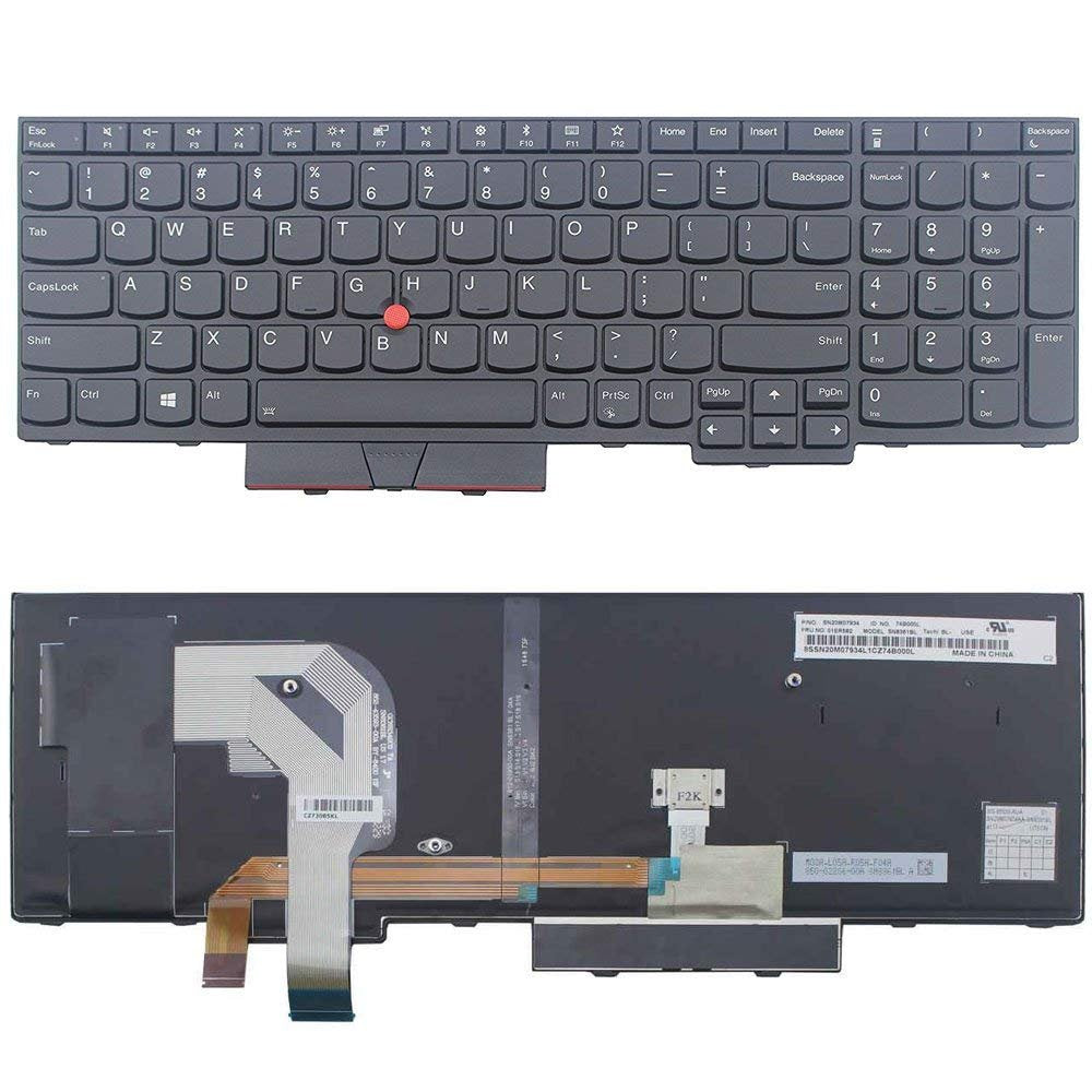 New US Black Backlit English Laptop Keyboard Replacement for Lenovo IBM ThinkPad P52S T580 20L9 20LA Light Backlight