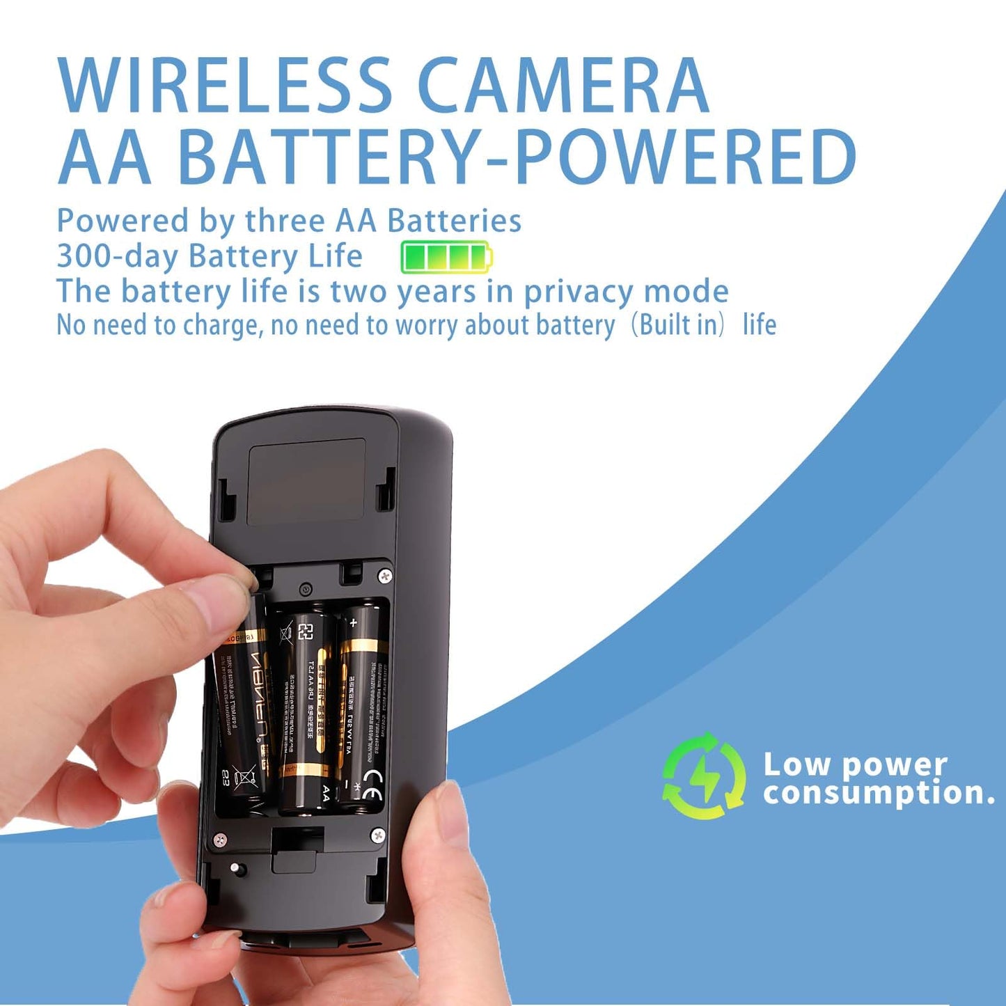 XMSLSPKJ WiFi Camera Outdoor Wireless,AA Battery Operated Security Camera,2 Year Battery Life,No Subscription,Built in Sd Card and Ai Detection