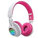 Riwbox WT-7S Bluetooth Headphones Light Up, Foldable Stero Wireless Headset with Microphone and Volume Control for PC/Tablet/TV/Travel (Pink)