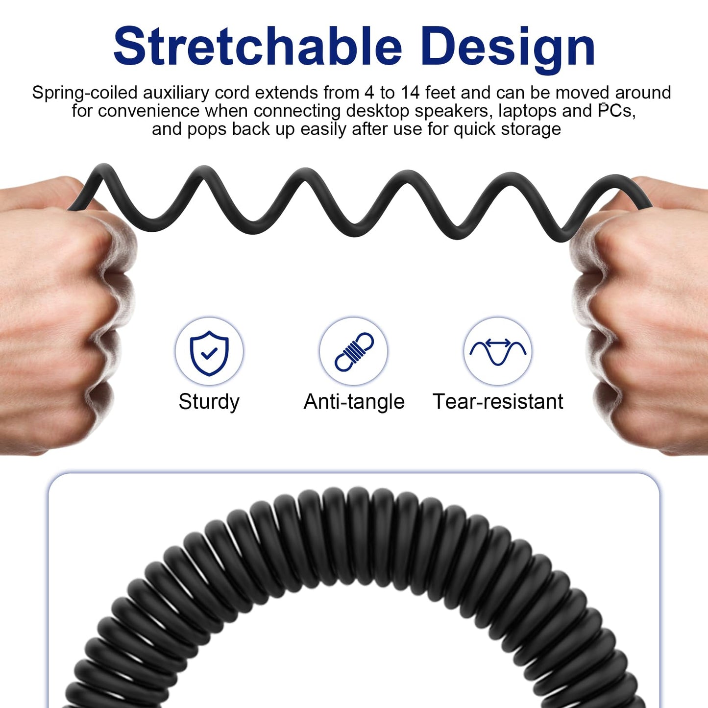 QC45 Coiled Audio Cable Compatible with Bose QuietComfort, QuietComfort Ultra, QC45, QC35, QC35 II, QC25, NC700, OE2, Soundlink, SoundTrue…