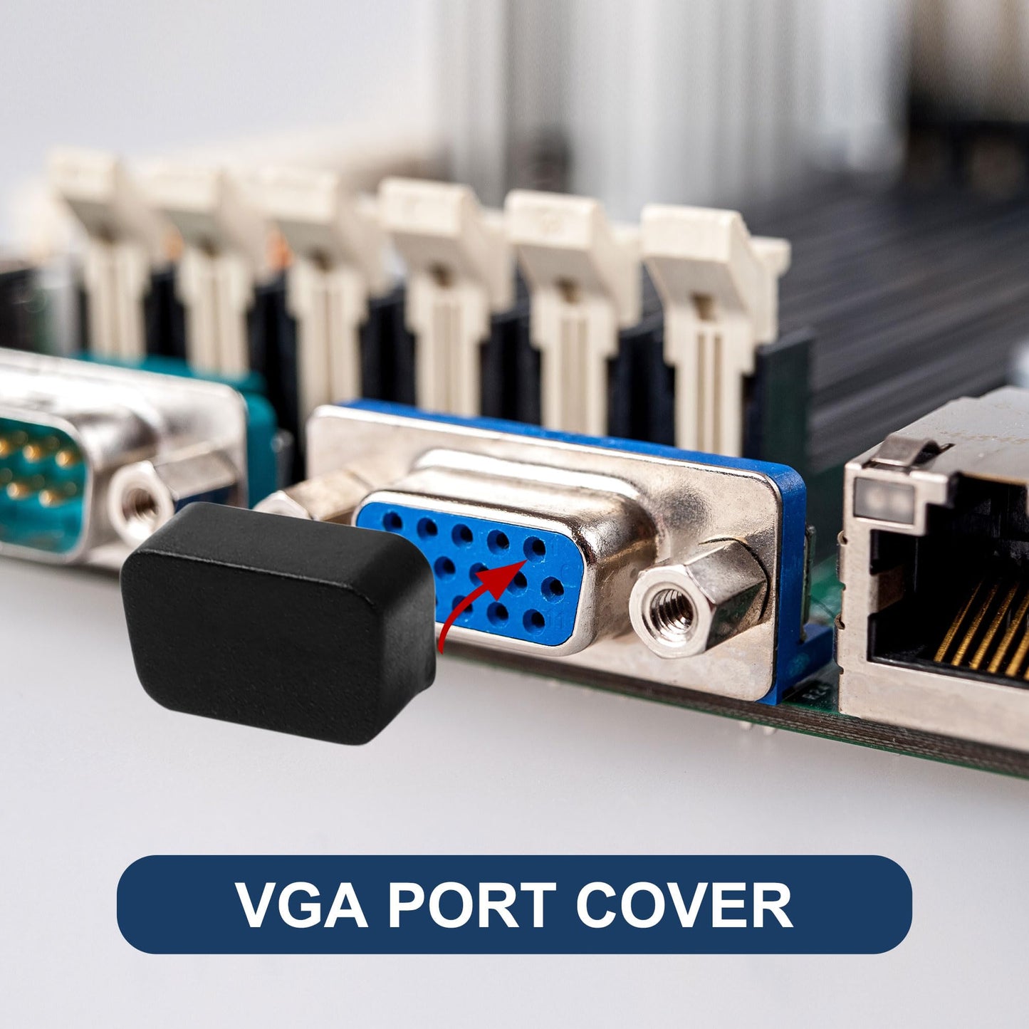 UXCELL 10Pcs Black PE VGA Port Cover, Dustproof, Easy to Use, Computer, Laptop & Notebook