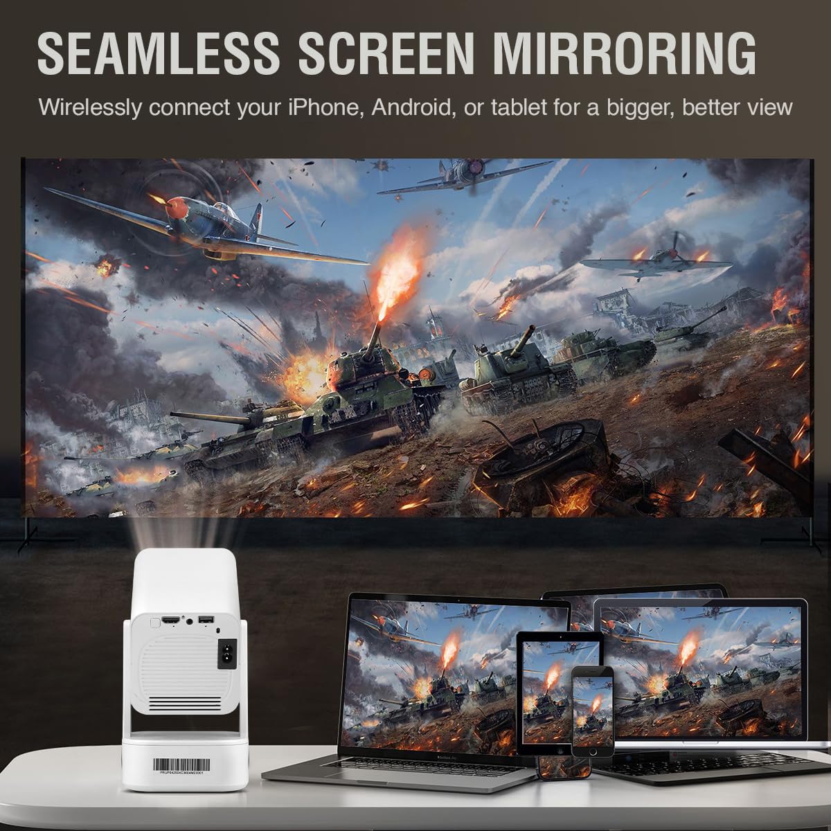 XElectron Techno Android 13 Smart Projector, 1080P & 4K Support, Loud Speaker, Rotatable Design, Digital Focus, Auto Keystone with Netflix, YouTube