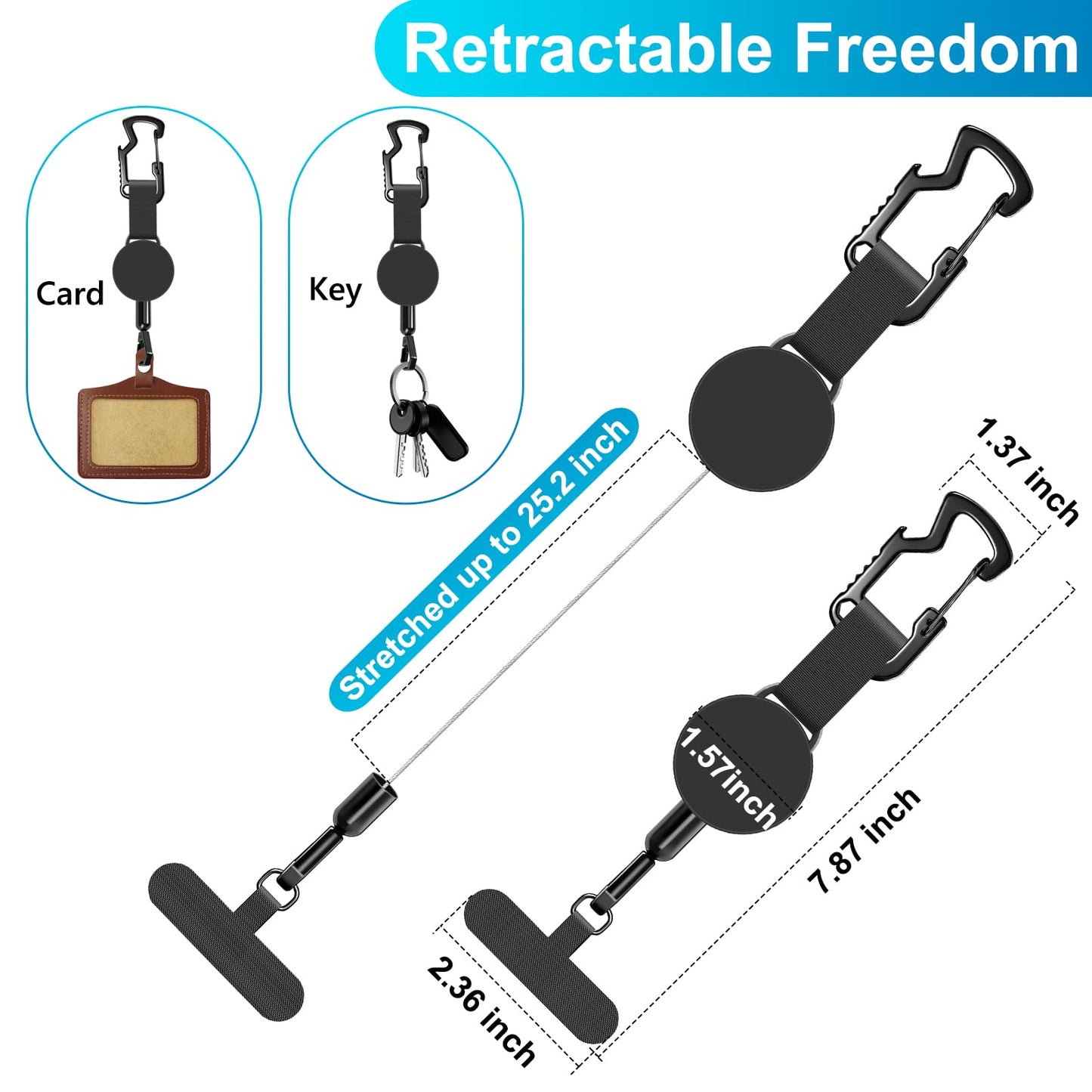 TRELC Anti-theft Phone Tether, Steel Retractable Phone Lanyard, Anti-drop & Anti Theft, Universal Anchor Fit iPhone, Cellphone Strap with Carabiner