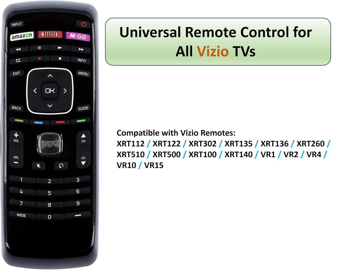Universal Remote Control for Vizio TV, XRT112 Remote for VIZIO All LED LCD HD 4K UHD HDR Smart TVs - No Setup Required