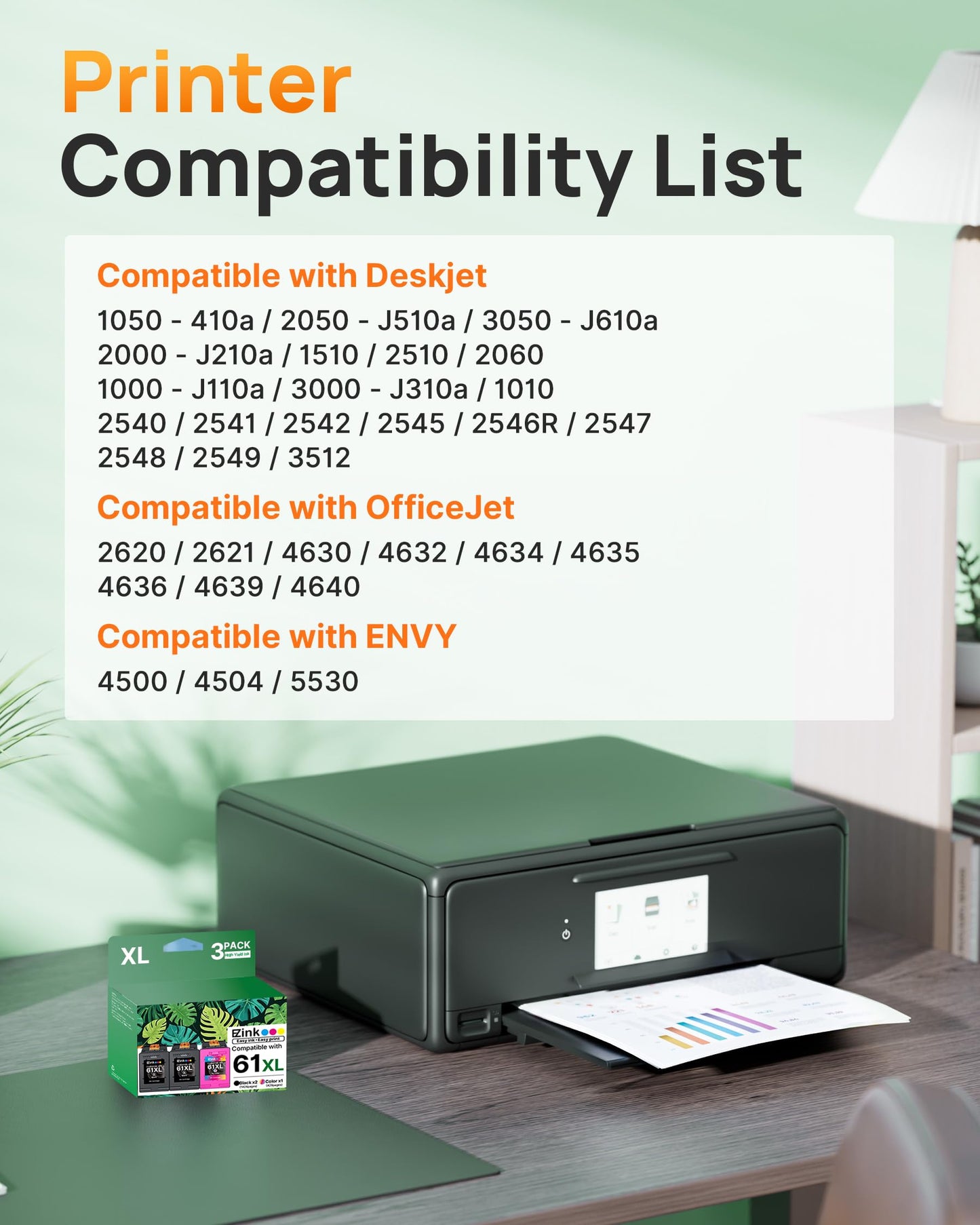 61XL 61 Ink Cartridges 4500 5530 for HP Ink 61XL Black and Color Combo Pack