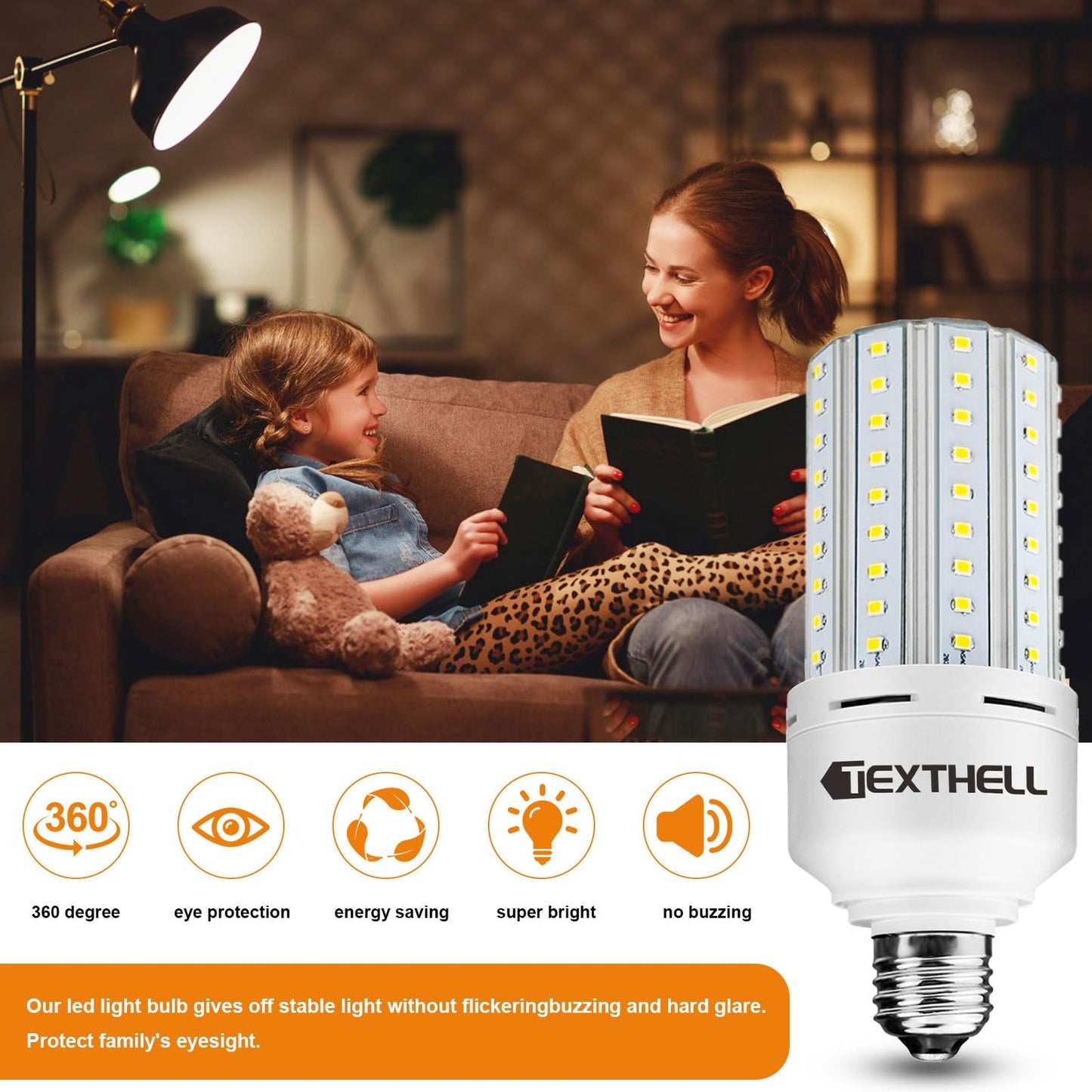 TEXTHELL Led Light Bulb 400W Equivalent 6250 Lumen 5000K E26/E27 Medium Base 50W led Bulb for Outdoor Indoor Lamp Area Garage Warehouse Workshop