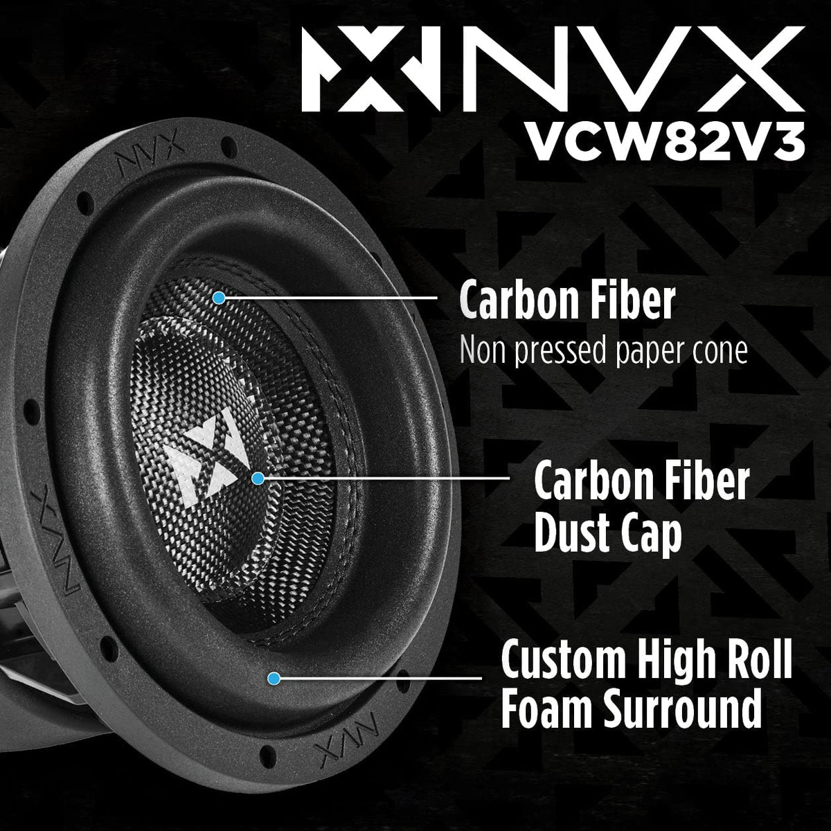 NVX 8” Dual 2-Ohm VC-Series Car Subwoofer (VCW82 Version 3)