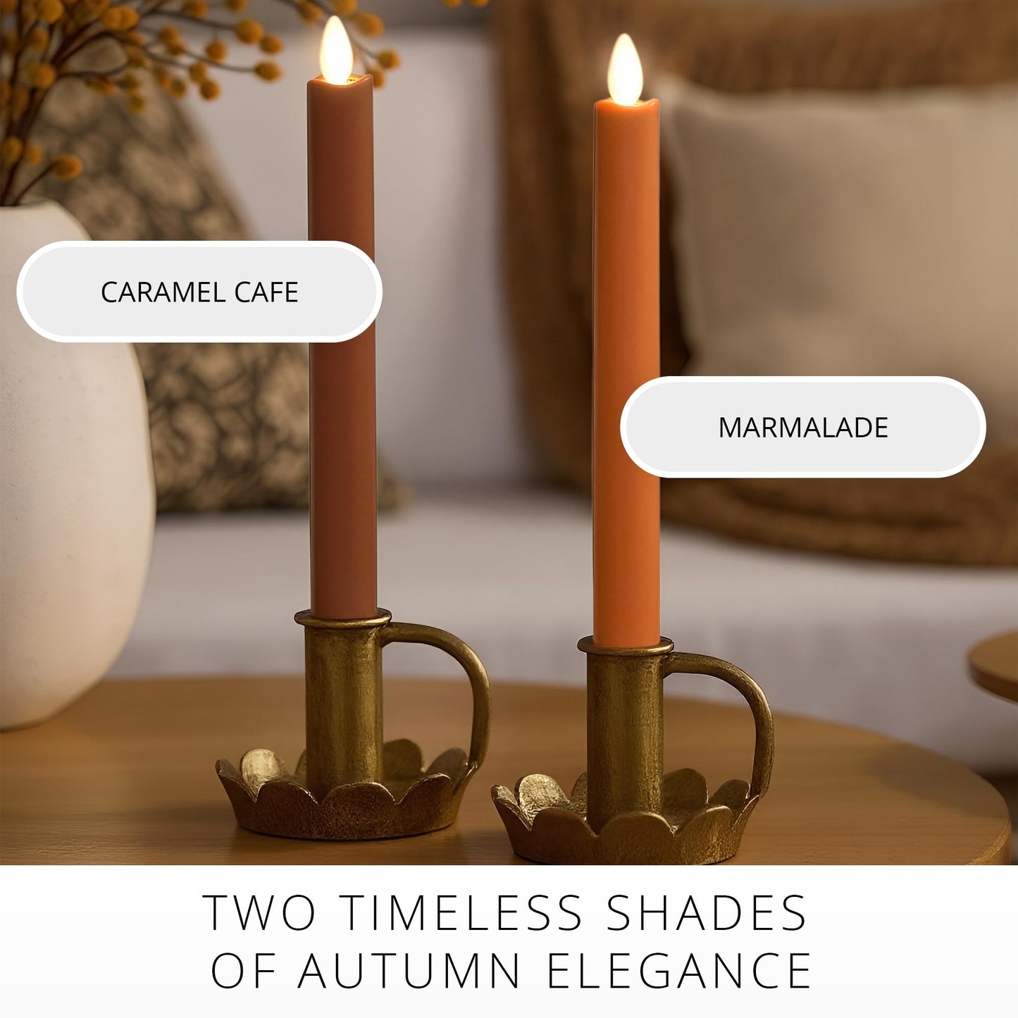 Luminara Marmalade Taper, 1" x 9.5" Battery Operated Flameless Candle, Flickering White LED Light Flame, Timer Switch, Remote Ready Decor