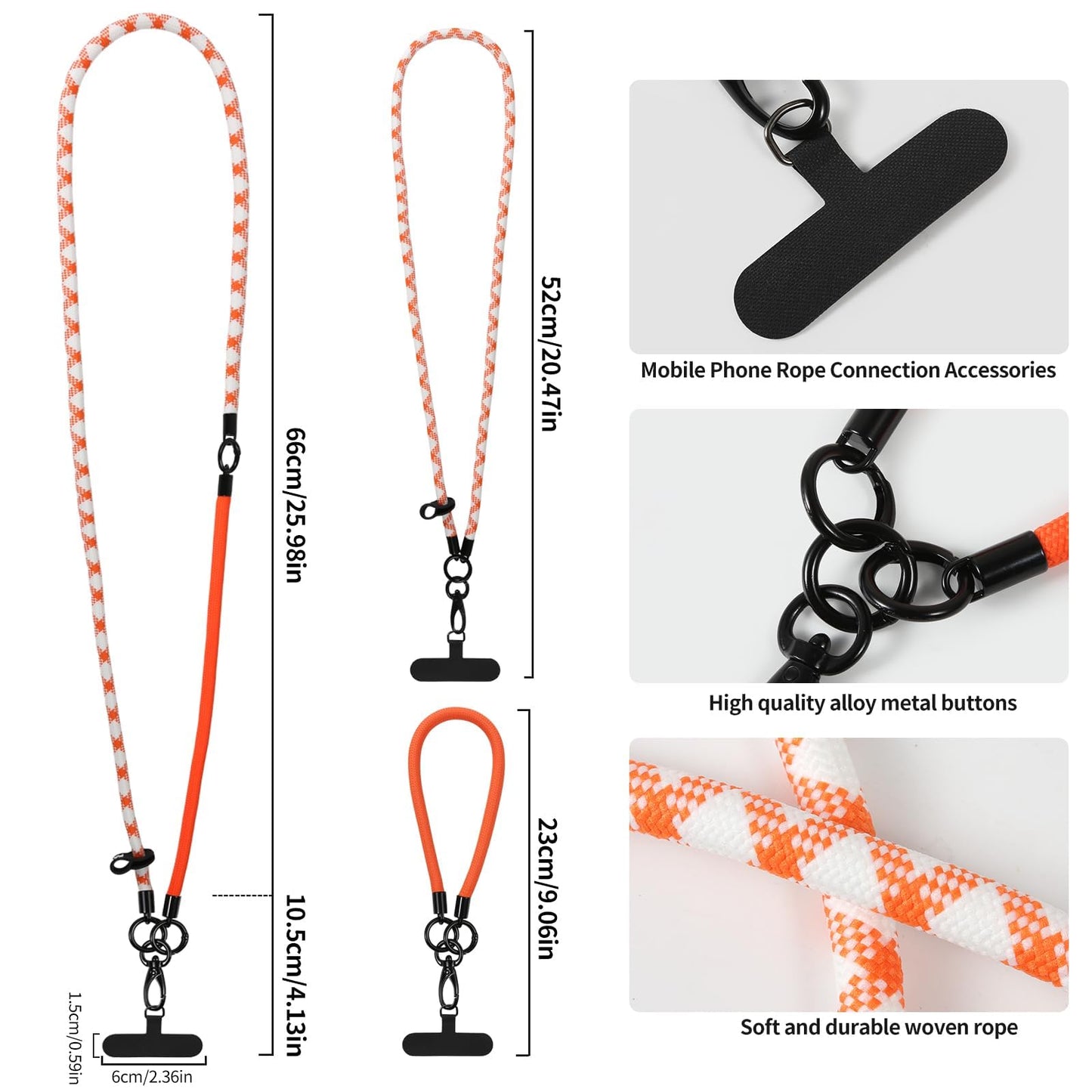 HOMEPAC 3 in 1 Cell Phone Lanyard, Detachable and Adjustable Mobile Phone Strap, Anti-Theft and Anti-Slip Design, Suitable for Most Smartphones