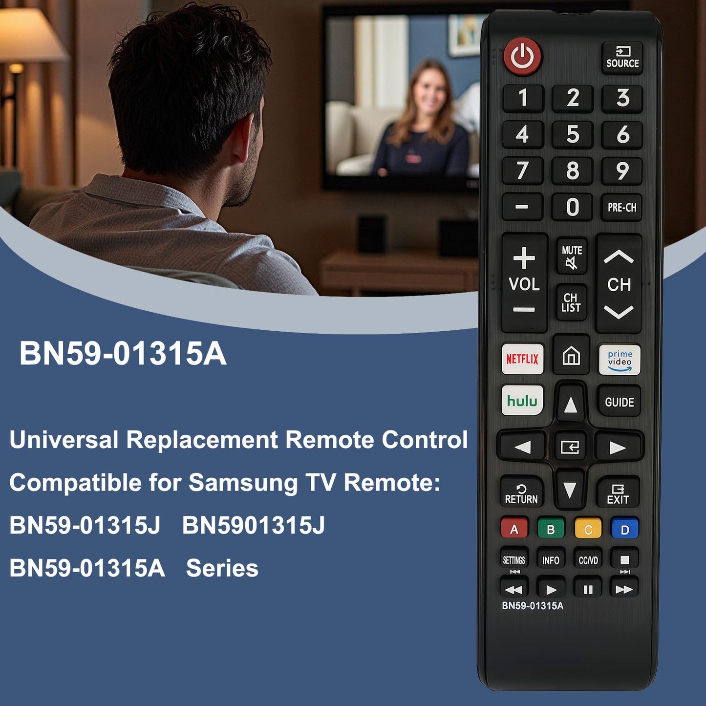 Universal Replacement Remote Control Fit for Samsung BN59-01315J BN5901315J BN59-01315A Series UN55TU7000F TU7000 UN43TU7000FXZA UN50TU7000FXZA