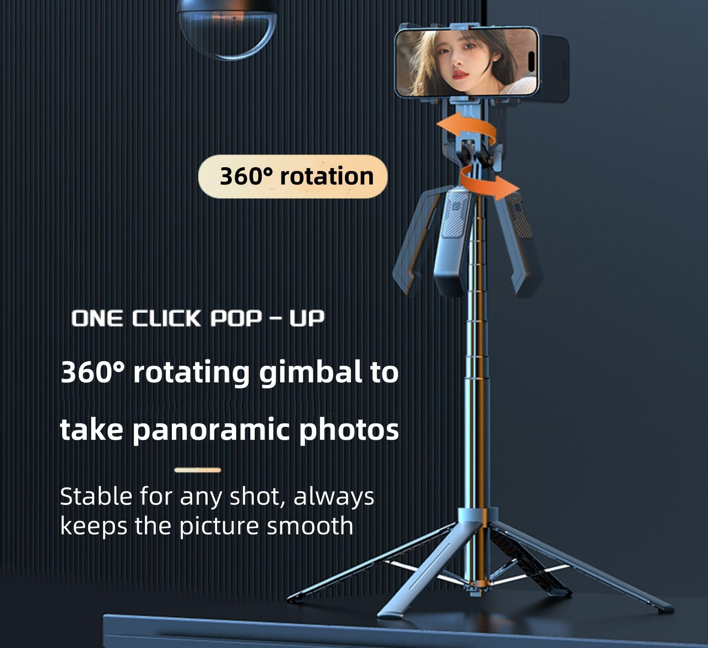 70-inch 4-Legged Selfie Stick for Phones and Cameras, Portable Travel Stand Holder, Rechargeable Remote Control, 360° Rotation, Compatible with iPhone