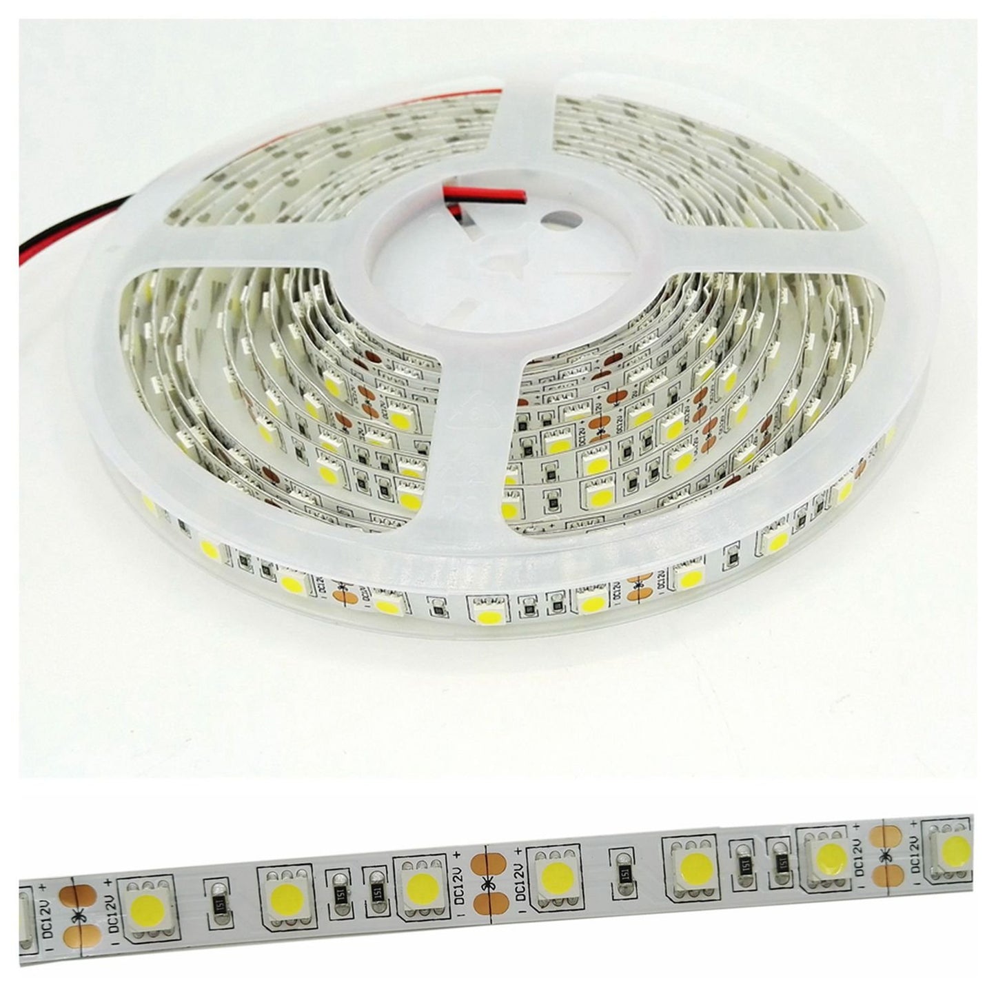 LEDMY Flexible Led Strip Lights UL(E477884) DC 24V 72W SMD5050 300LEDs Led Tape Light Daylight White 4000K 5Meter/ 16.4Feet Using for Gardens, Homes