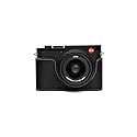 Leica Q2 Camera Case, BolinUS Handmade Genuine Real Leather Half Camera Case Bag Cover for Leica Q2 Camera Bottom Opening Version + Hand Strap (Black)