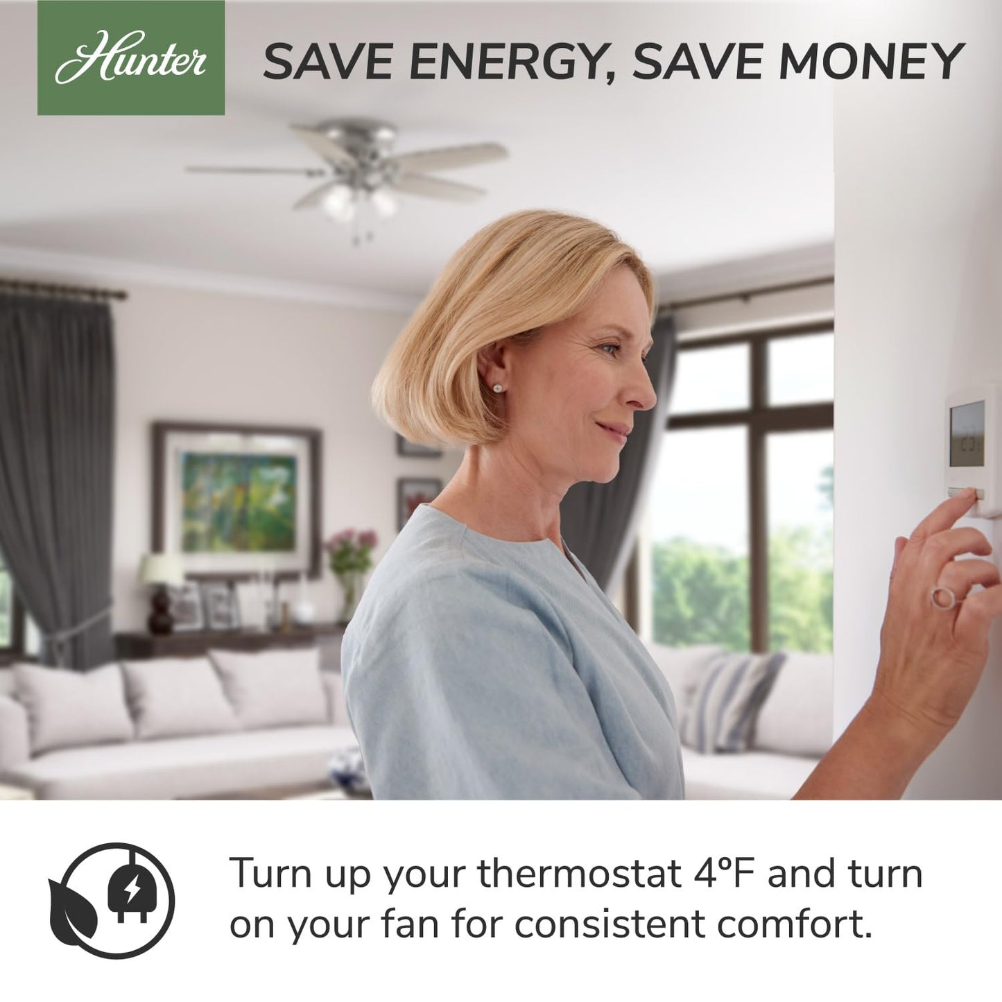 Hunter Aker, Indoor, Ceiling Fan, Modern, Small, 36 inch, Brushed Nickel