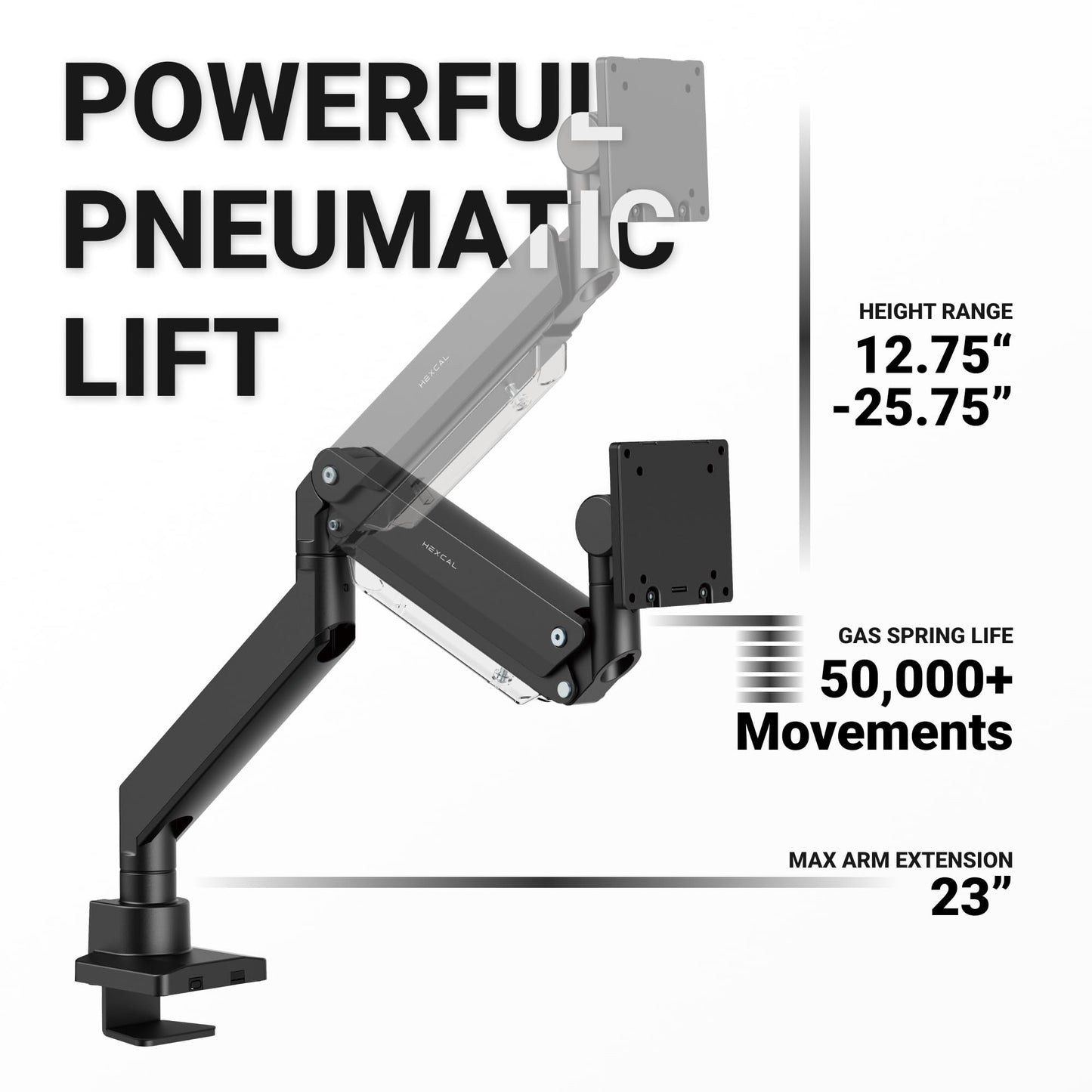 Hexcal Heavy Duty Monitor Arm for 57" Ultrawide Screens, Support up to 59.4 lbs, Full Motion Desk Mount with Quick Release VESA (75/100/200mm)