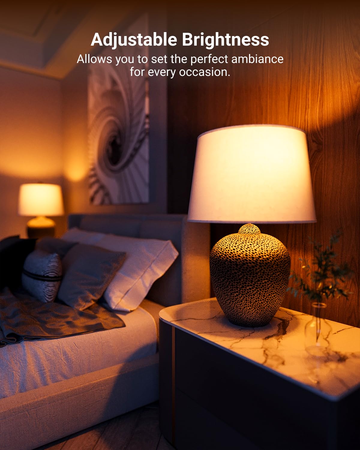 Sunco A19 LED Light Bulb, E26, 9W=60W, 1800K Amber Glow, Dimmable, 4 Pack