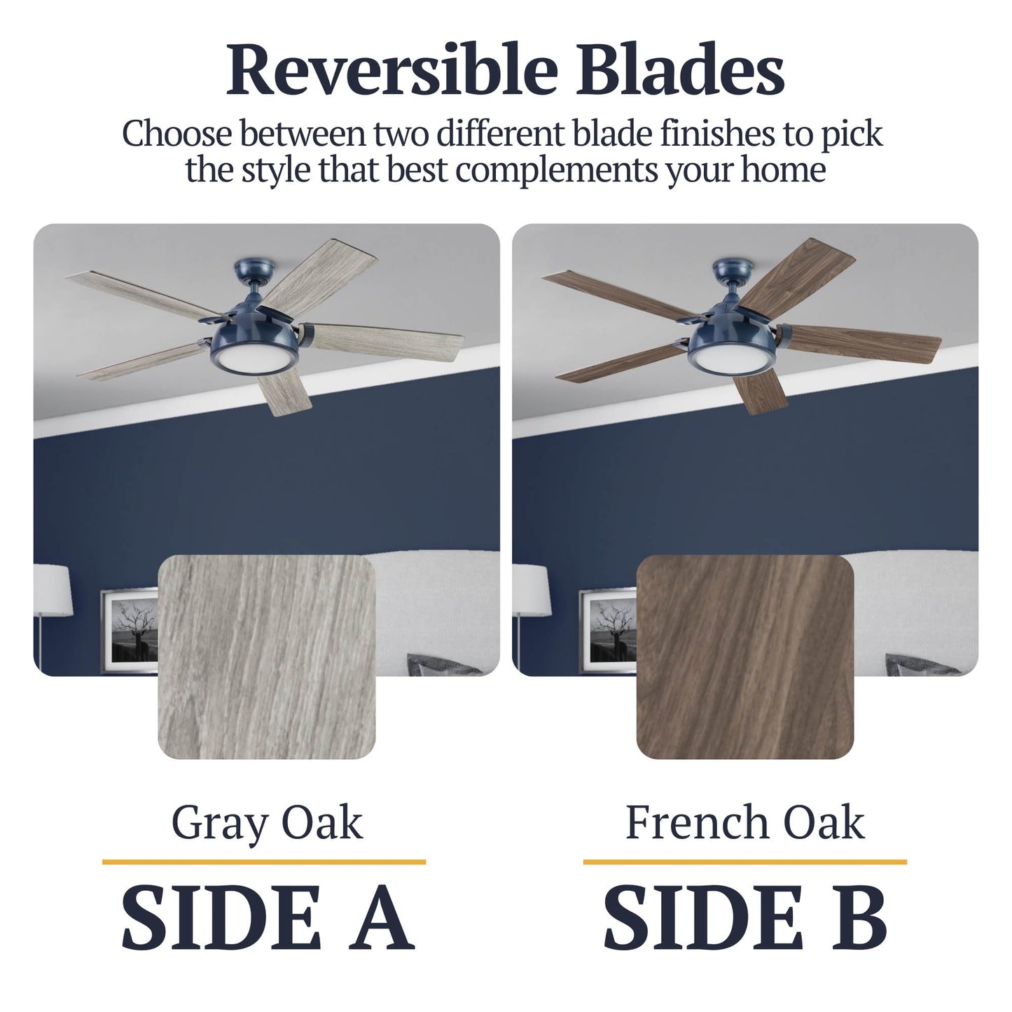Prominence Home Potomac, 52 Inch Industrial Style Smart Ceiling Fan with Light, Remote Control, Dual Finish Blades, Compatible with Alexa and Google