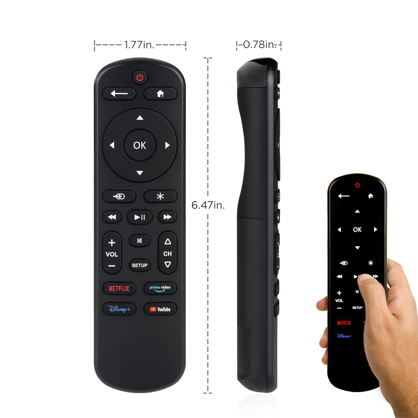 UltraPro OneTouch Backlit Remote Control for Smart TV, Samsung, LG, Sony, Vizio, Roku, Fire TV, Replacement, Black, 83758