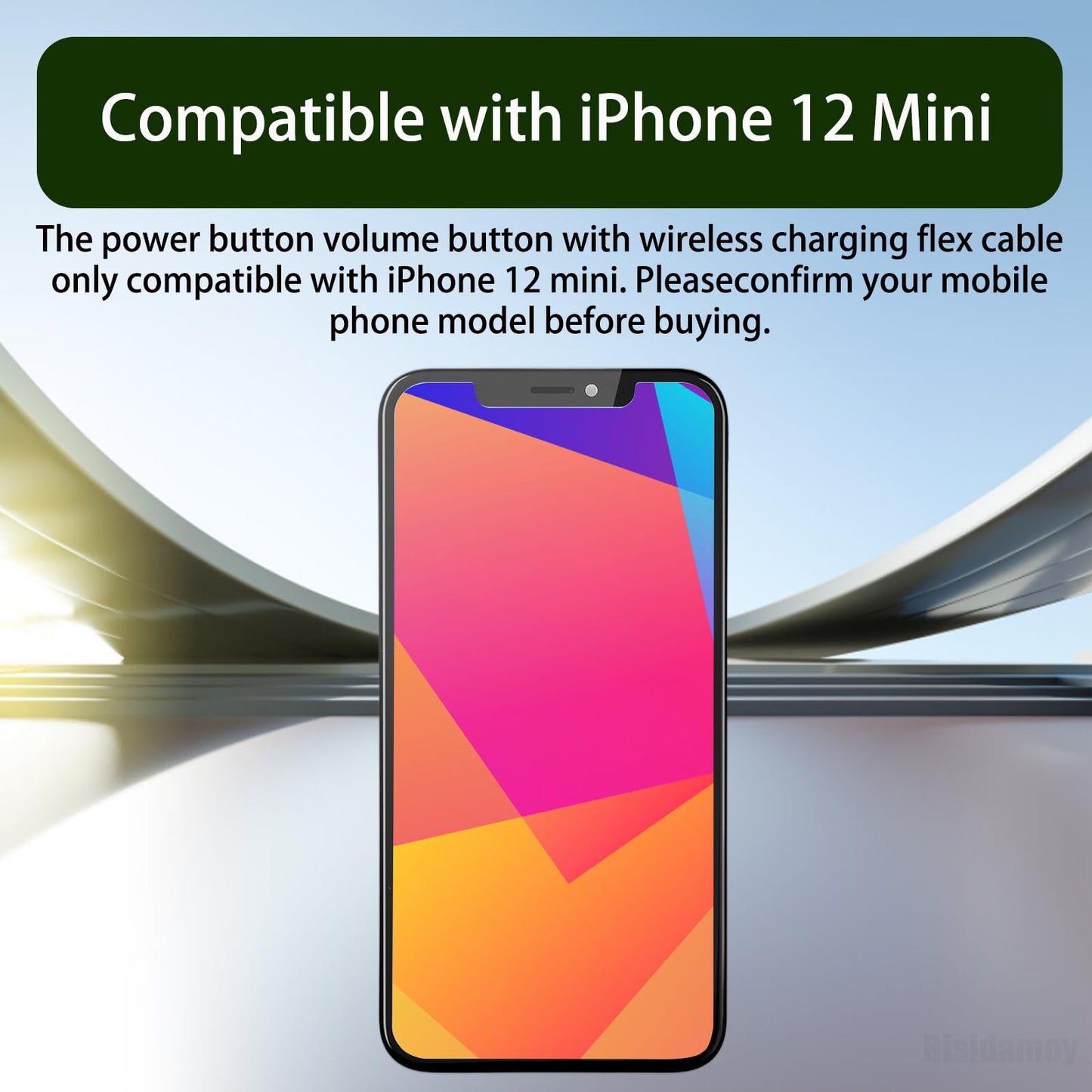 Risidamoy NFC Chip Wireless Charging Charger Panel Coil Sticker for iPhone 12 Mini with Power Volume Button Flex Cable Replacement for iPhone 12Mini