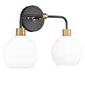 Linea di Liara Lukasa Modern Bathroom Vanity Lights Fixtures 2-Lights Over Mirror Lighting Matte Black and Gold Vanity Lights for Bathroom Light