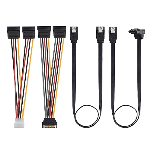 Cable Matters SATA III Data Cable and SATA Power Cable Kit with Straight and 90 Degree SATA3 Connector, Power Splitter Adapter, and Molex Adapter