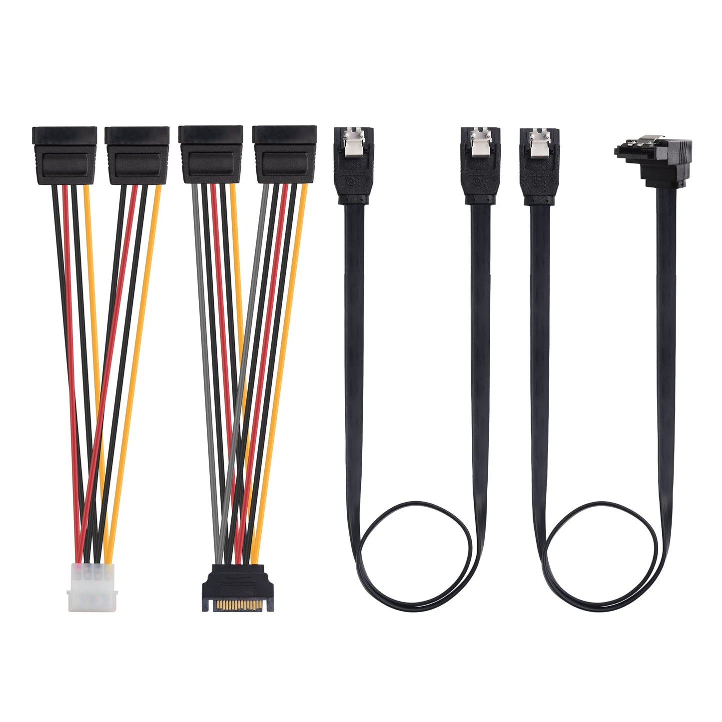 Cable Matters SATA III Data Cable and SATA Power Cable Kit with Straight and 90 Degree SATA3 Connector, Power Splitter Adapter, and Molex Adapter