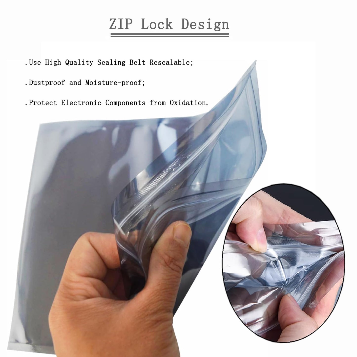 50Pcs 8.27 * 9.45in ESD Bags,Resealable Antistatic Bags for SSD HDD with 50pcs Labels,Anti Static Bag for Hand Drive or Varieties of Electronic Device