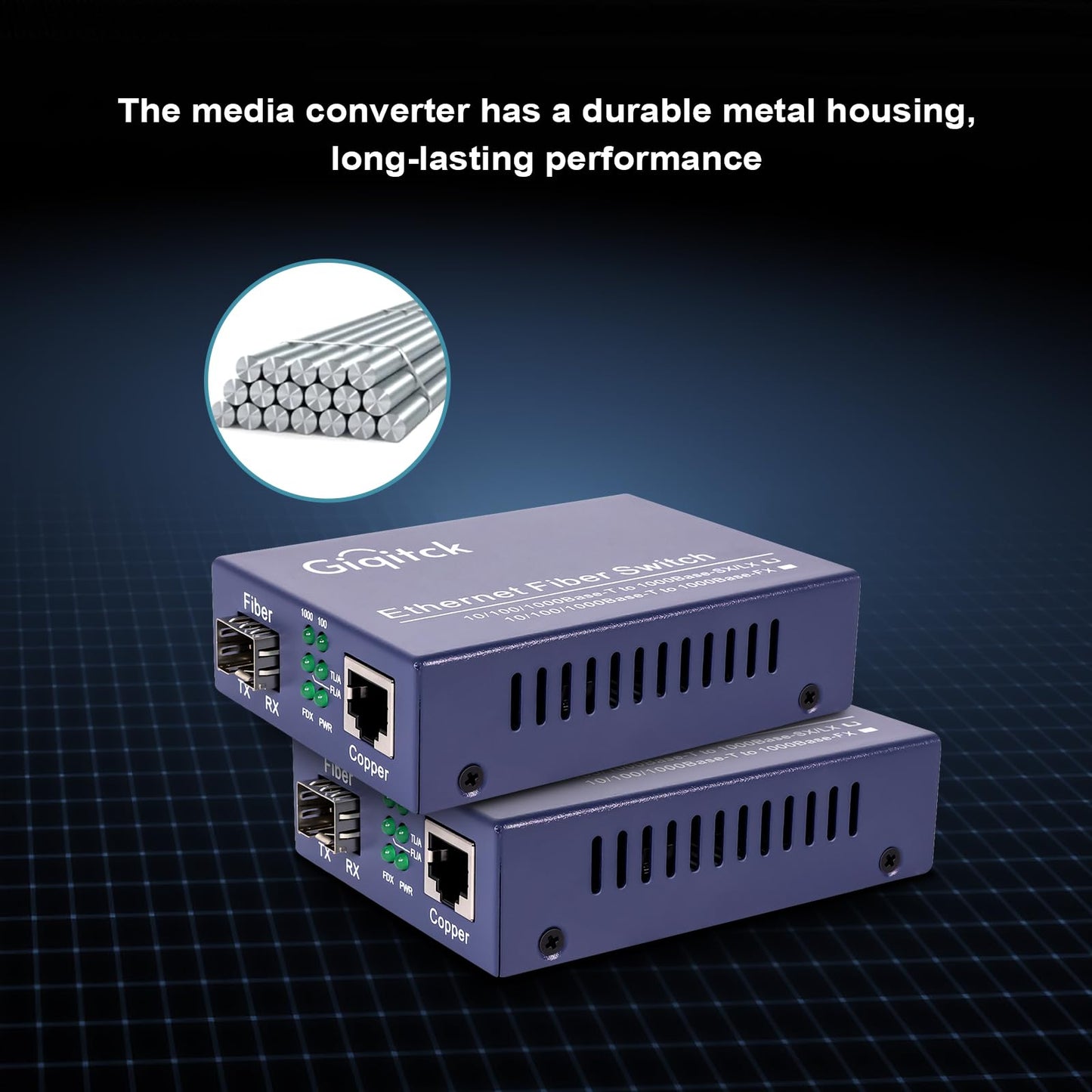 A Pair Gigabit Ethernet Media Converter with 2pcs 1000Base-LX SFP Module
