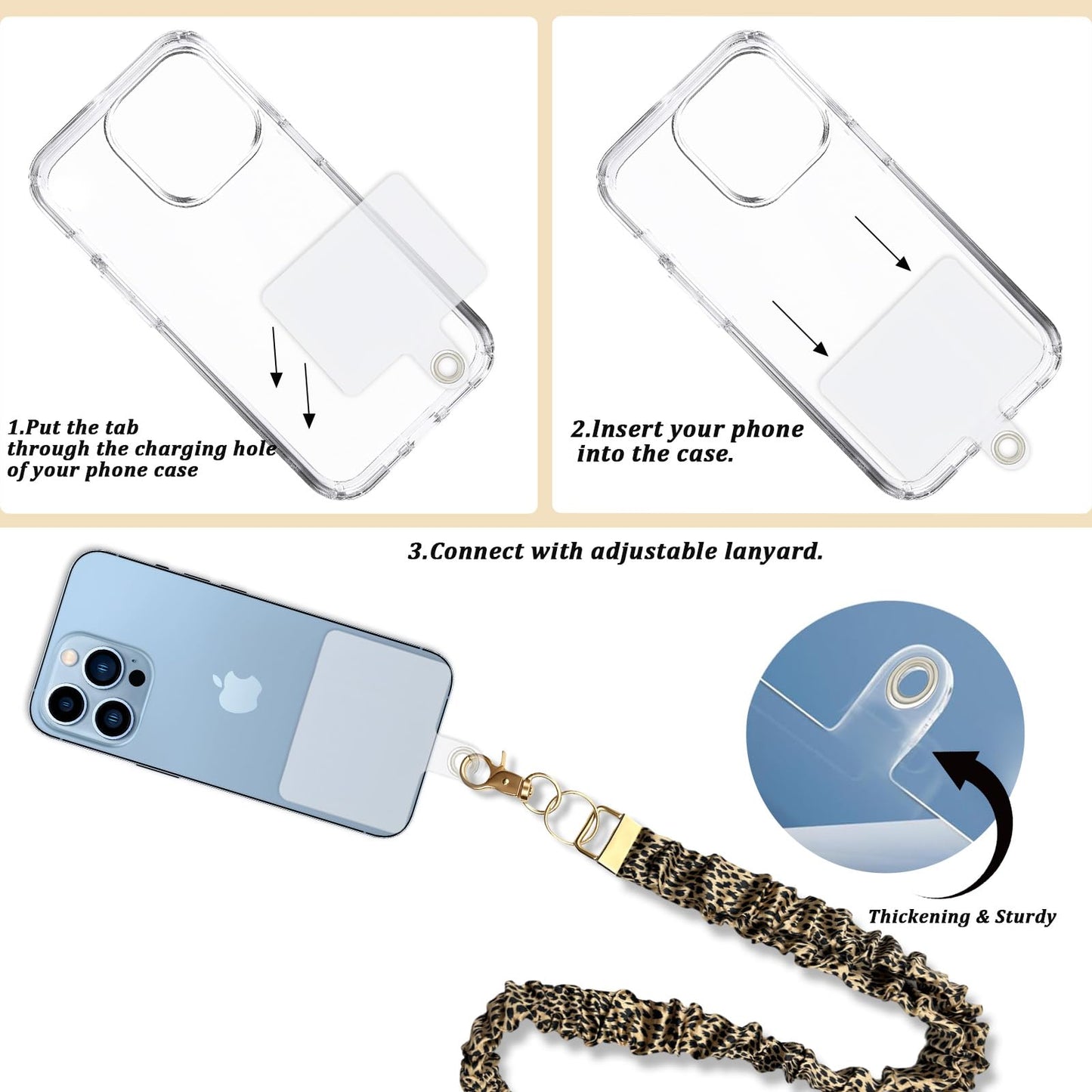 YesMvpMvp Phone Lanyard Wrist Strap,Cell Phone Lanyards for around the Neck,Unisex Scrunchie Lanyard (Leopard Print 3)