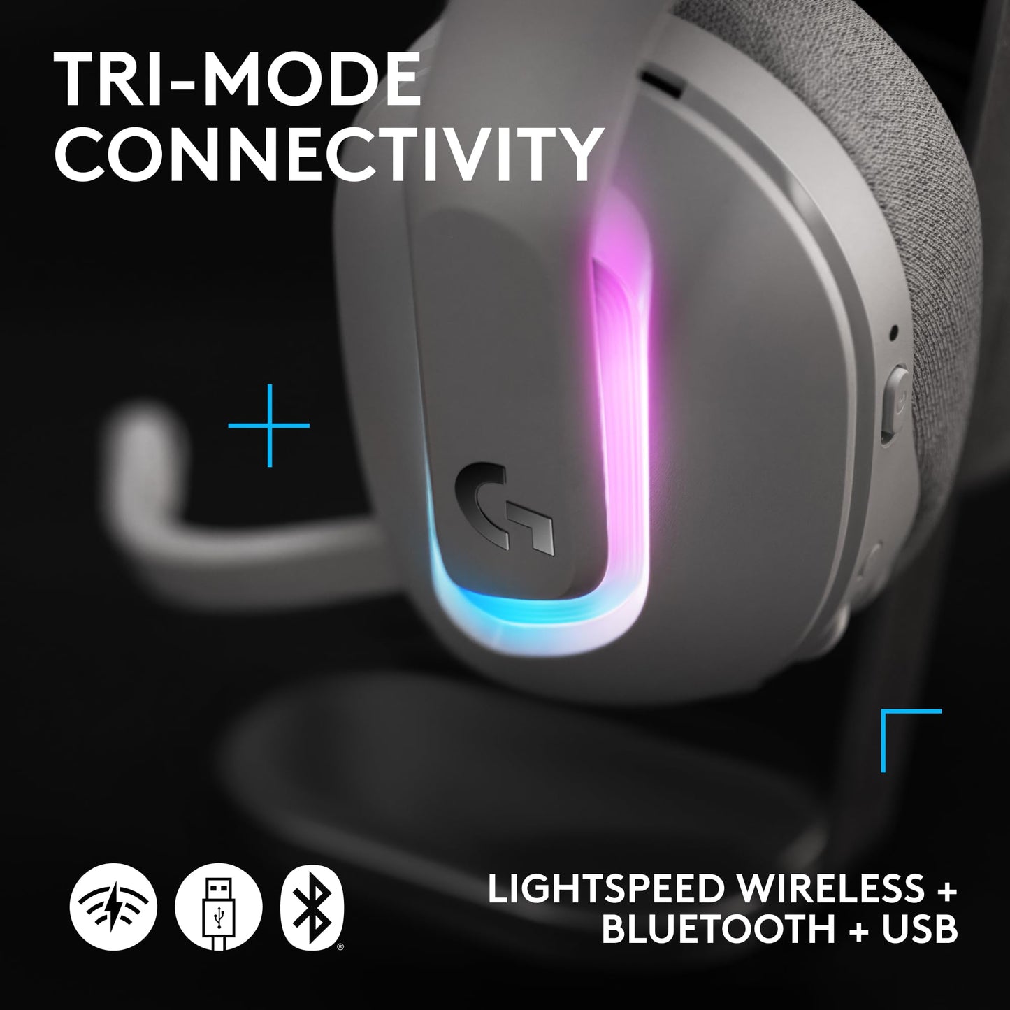 Logitech G522 Lightspeed Wireless Gaming Headset, Full-Band Mic, Advanced Audio, Tri-Connect (Lightspeed, Bluetooth, USB A to C), LIGHTSYNC RGB…