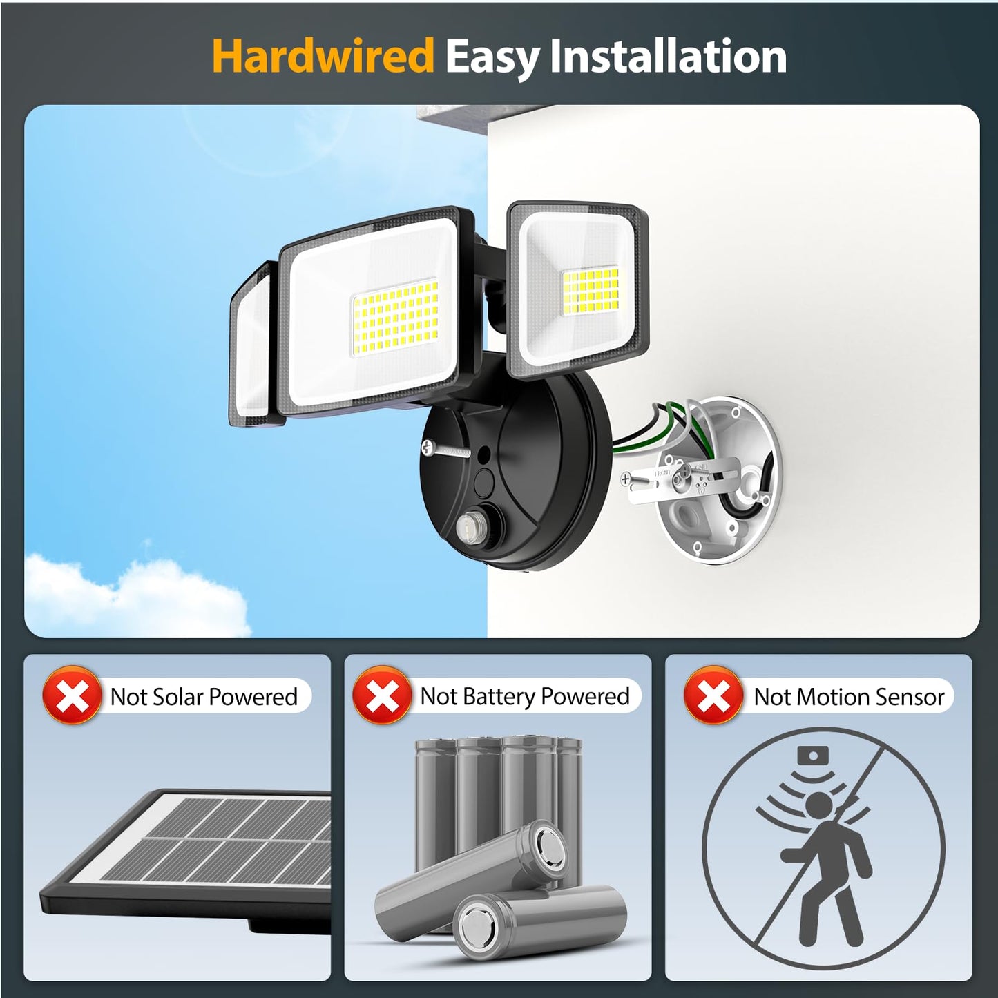 Onforu 80W Dusk to Dawn Outdoor Lighting,8000LM Black Flood Lights Outdoor,IP65 Waterproof Exterior Security LED Light,3 Adjustable Heads Photocell