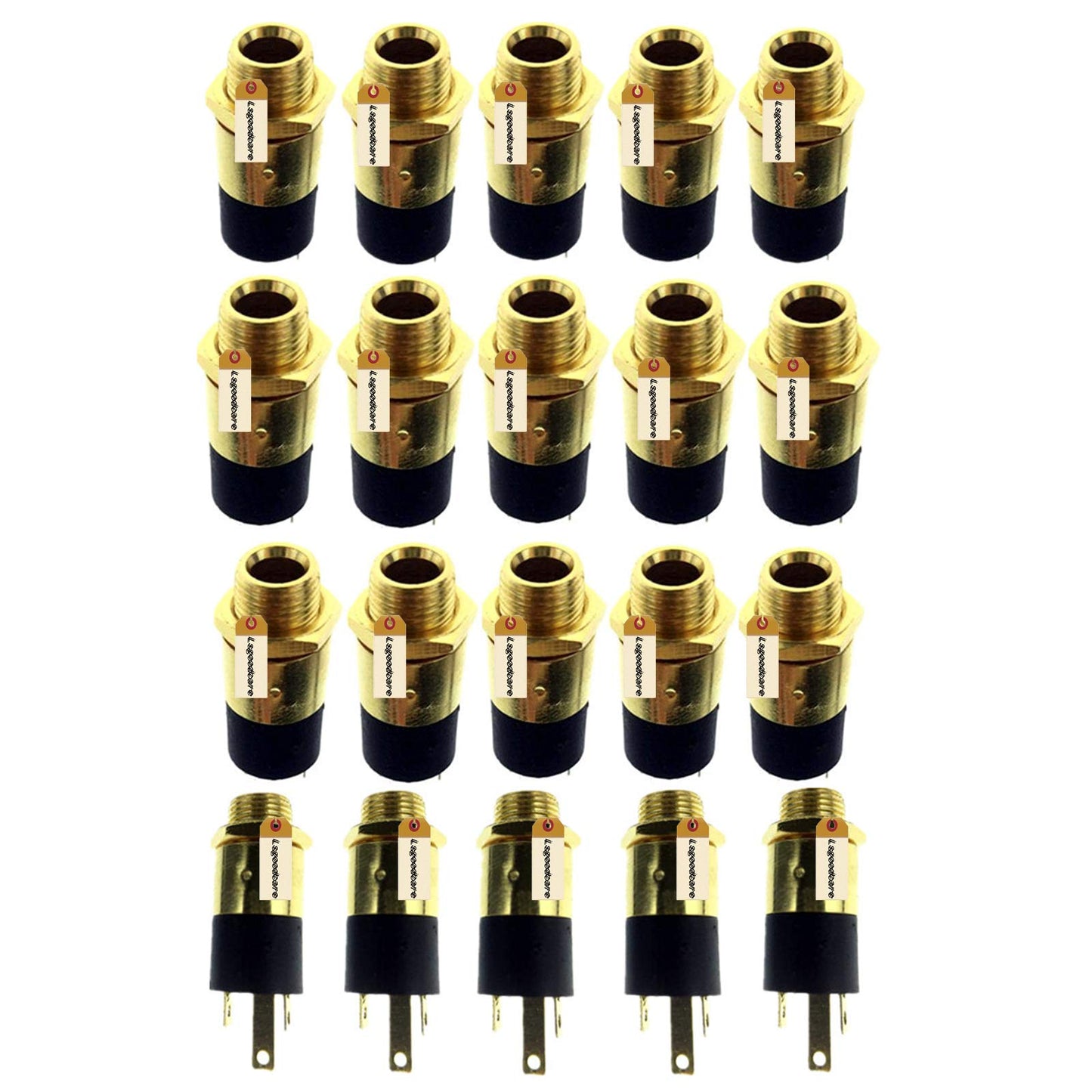 Lsgoodcare 20PCS 3.5MM 1/8 Inch Gold Gold Plated Stereo Jack Panel Mount Connector