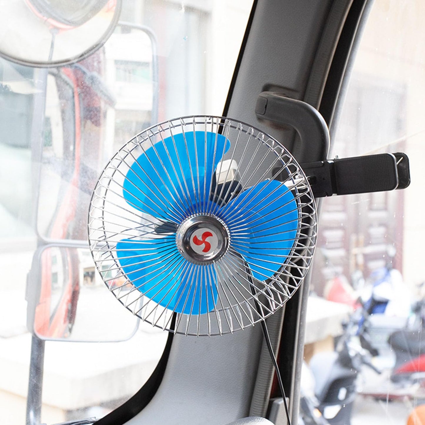 Vokandrel 6 Inch 12V Metal Truck Cab Cooling Fan Auto Oscillating Head