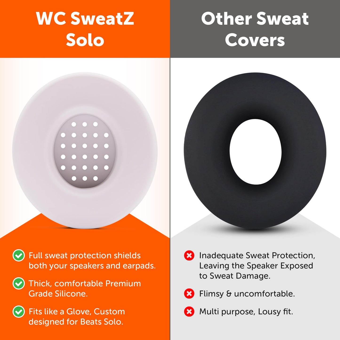 WC SweatZ Solo - Patented Earpad Sweat Covers for Beats Solo 4, Solo 3 & Solo 2, Made by Wicked Cushions | Sweatproof & Machine Washable | Cloud Pink