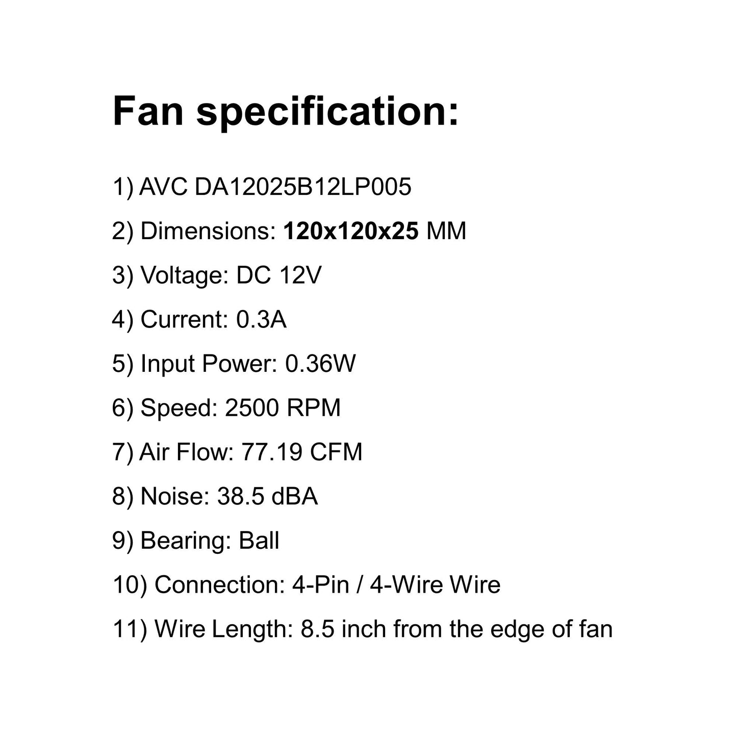 Epic IT Service - 120MM Ball Bearing Fan (120x120x25 mm, AVC DA12025B12LP005) - Fan only, no Screws
