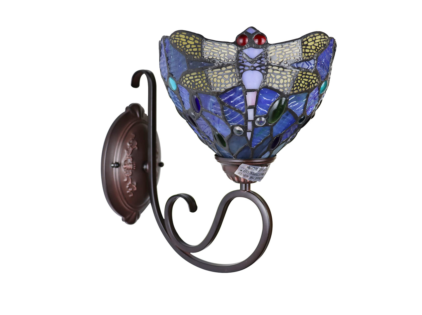 Chloe Lighting SUNNIVA Dragonfly Tiffany-Style Dark Bronze 1 Light Wall Sconce 8" Wide