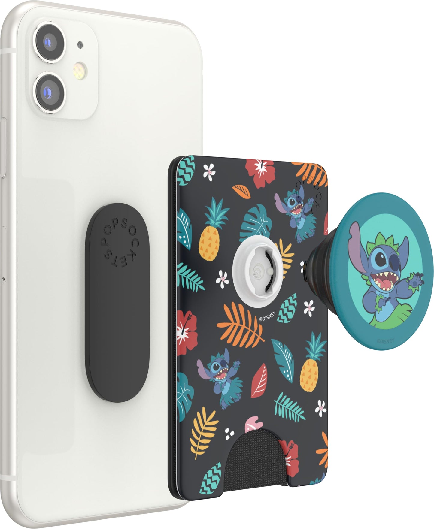 PopSockets Adhesive Phone Wallet and Card Holder with Grip, Disney - Stitch Aloha Pattern