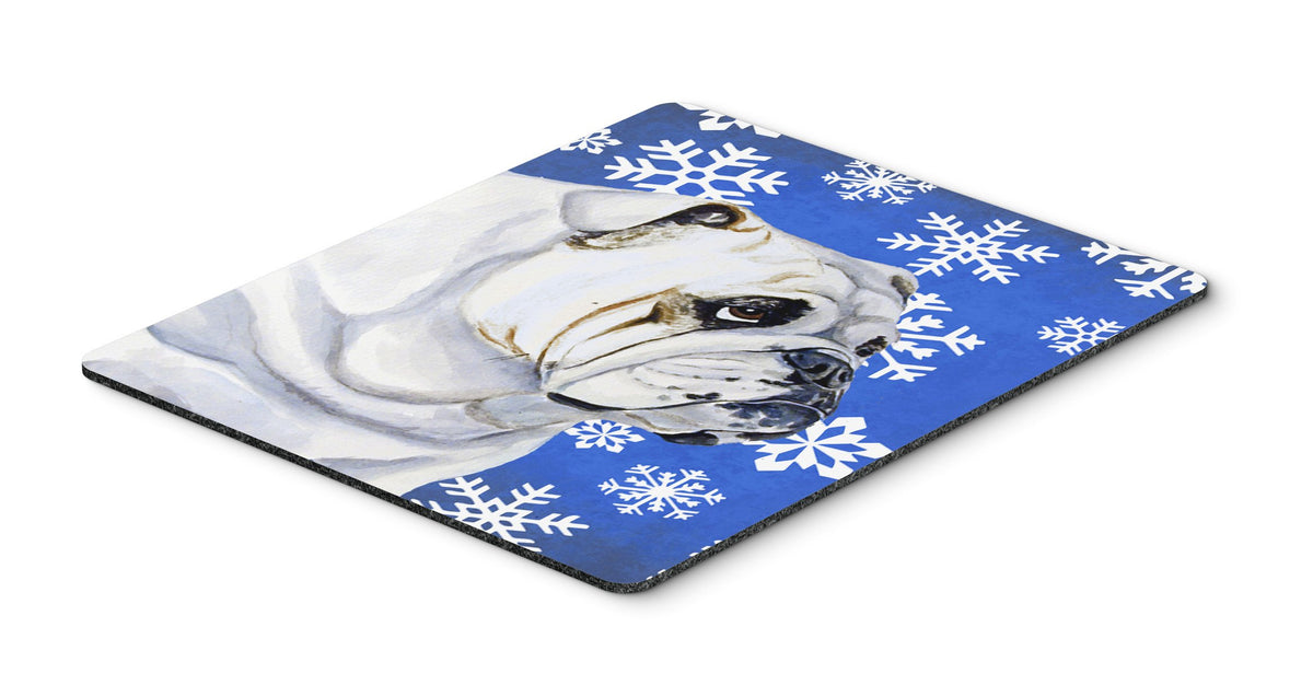 Caroline's Treasures LH9274MP Bulldog English Winter Snowflakes Holiday Mouse Pad, Hot Pad or Trivet for Home Office Gaming Working Computers Laptop