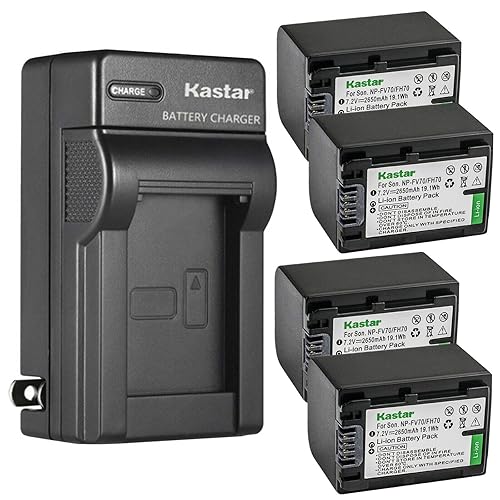 Kastar 4-Pack Battery and AC Wall Charger Replacement for Sony HDR-CX280, HDR-CX290, HDR-CX300, HDR-CX305, HDR-CX320, HDR-CX330, HDR-CX330E