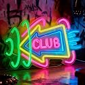 Club Arrow LED Neon Sign, Nightclub Bar Decor Pub Lounge Sign USB Powered Decorative Neon Light for Party Entrance Home Living Room Wall Table Accent