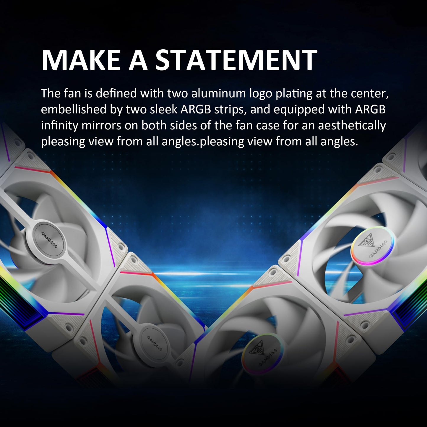 GAMDIAS Aeolus P2-1203U 120mm ARGB PWM Fan(3 Fan Pack w/USB Hub), Include Reverse Fan Blade x3, ARGB Sync Ready, Easy Installation & Cabless