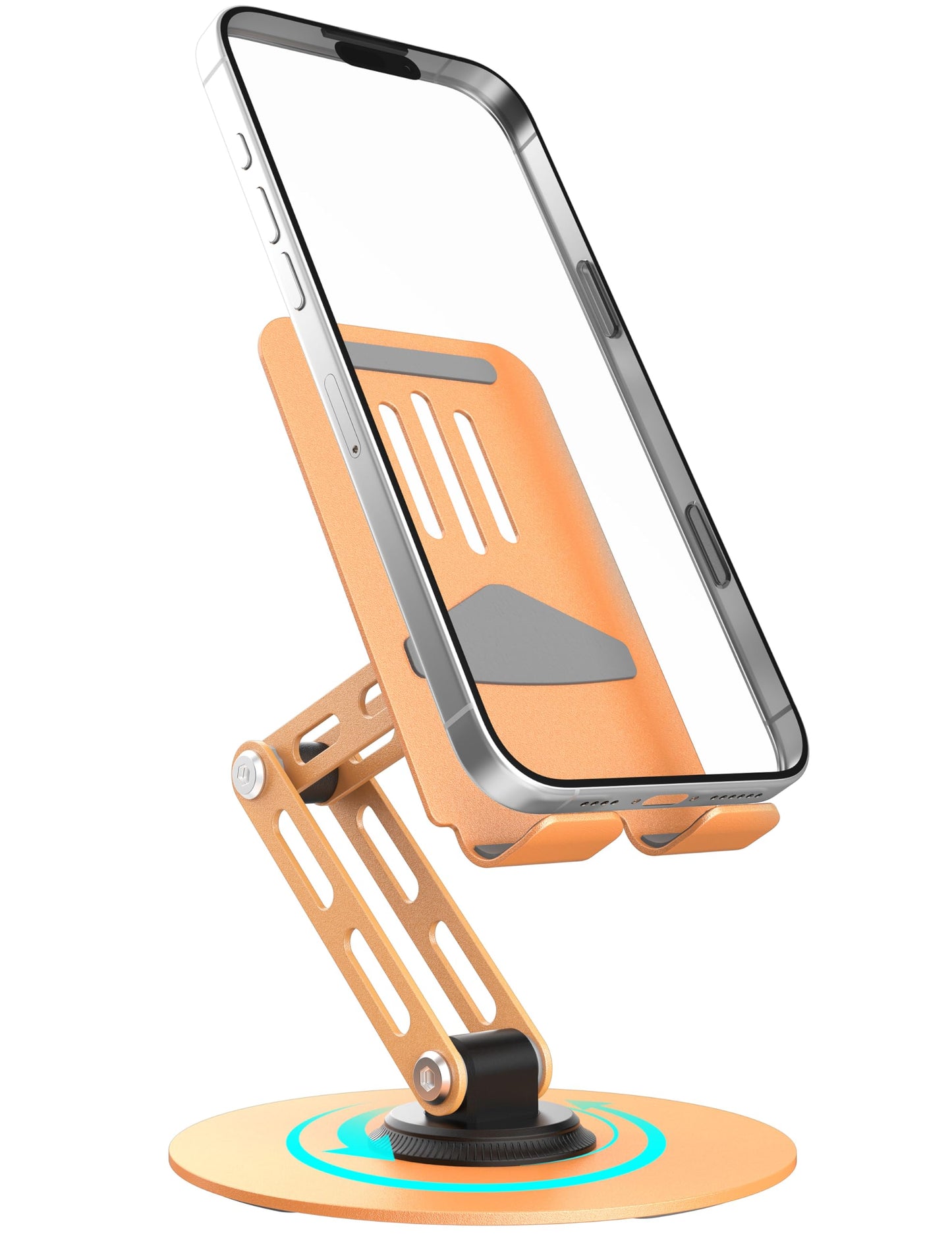 HZZADZXW 360° Rotating Cell Phone Stand for Desk, Adjustable Foldable Aluminum Phone Holder with Anti-Slip Base, Sturdy Desktop Stand Compatible
